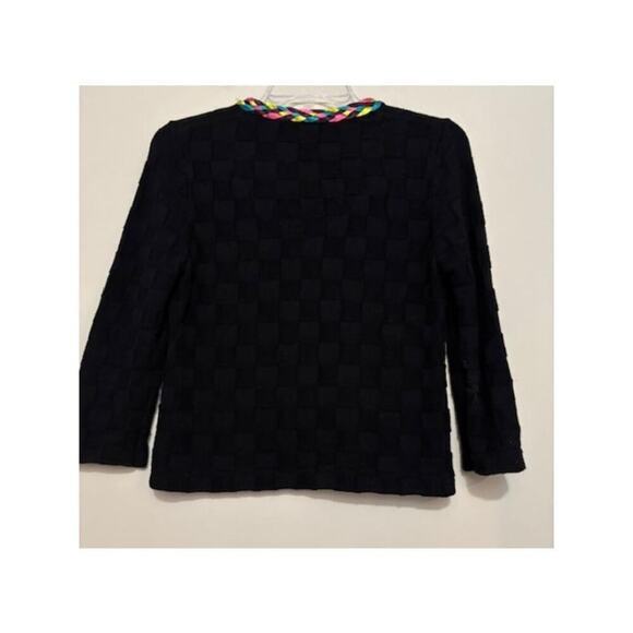 Michael Simon Multicolor Braid Basketweave Cardigan Sweater Black Small Petite - Picture 3 of 8